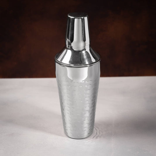 Polished Hammered Stainless Steel Shaker w/ Strainer Lid
