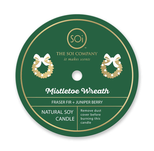 Mistletoe Wreath Holiday Confetti Icon Candle