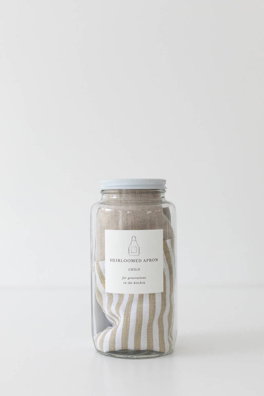 Keepsake Jar Linen Child Apron Oatmeal