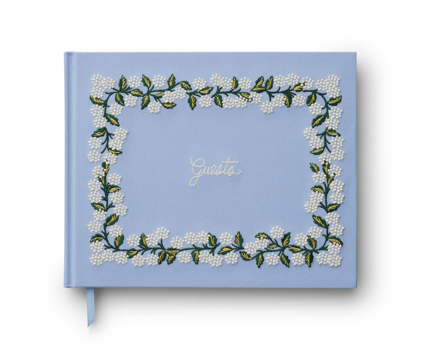 Hydrangea Embroidered Fabric Guest Book