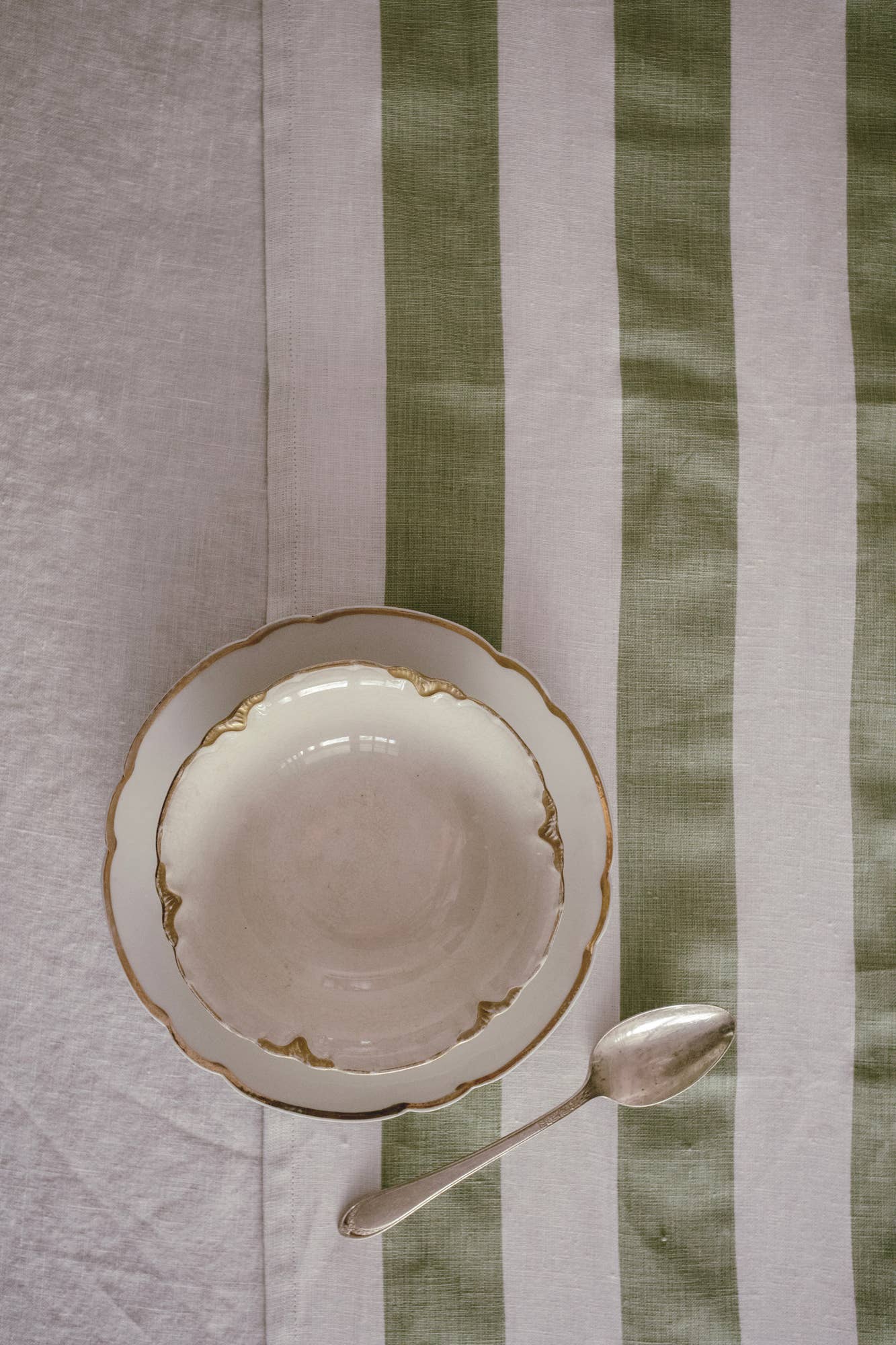 Linen Table Runner - Broad Stripe in Sage