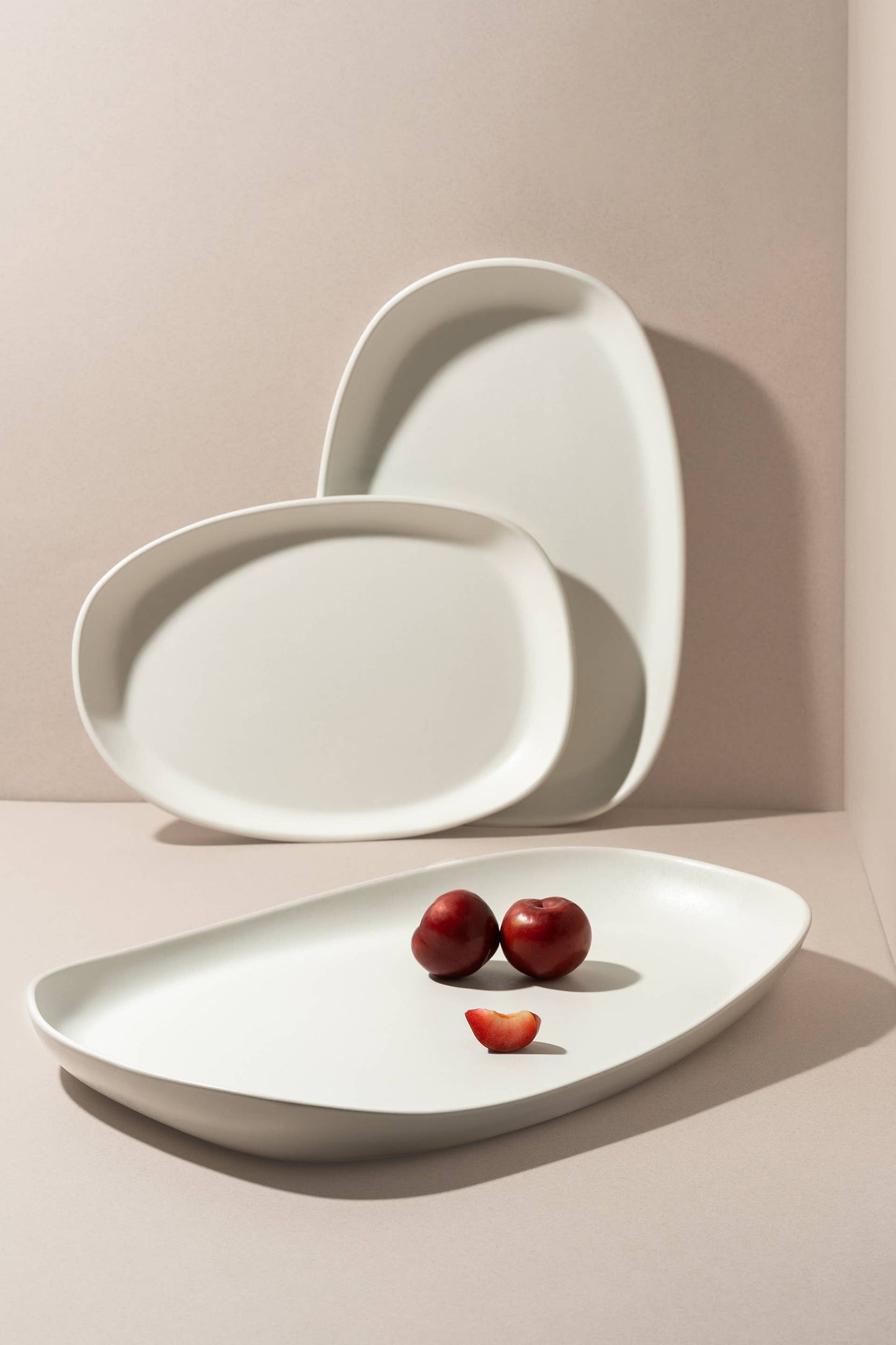 Mini Long Stoneware Serving Platters - Dadasi - Matte White / Small