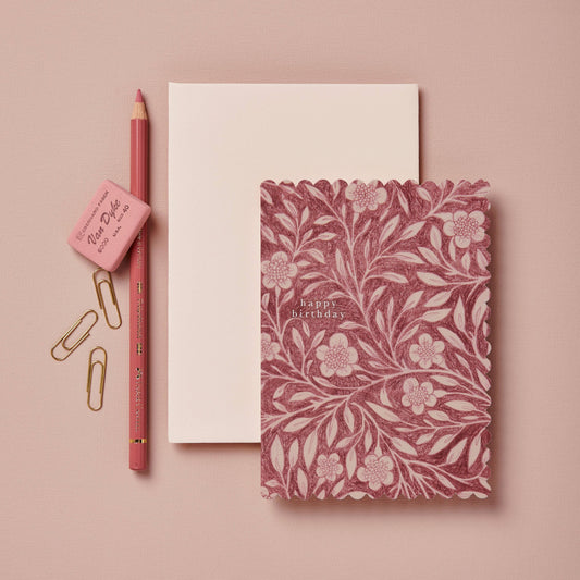 Pink Flora Birthday Card