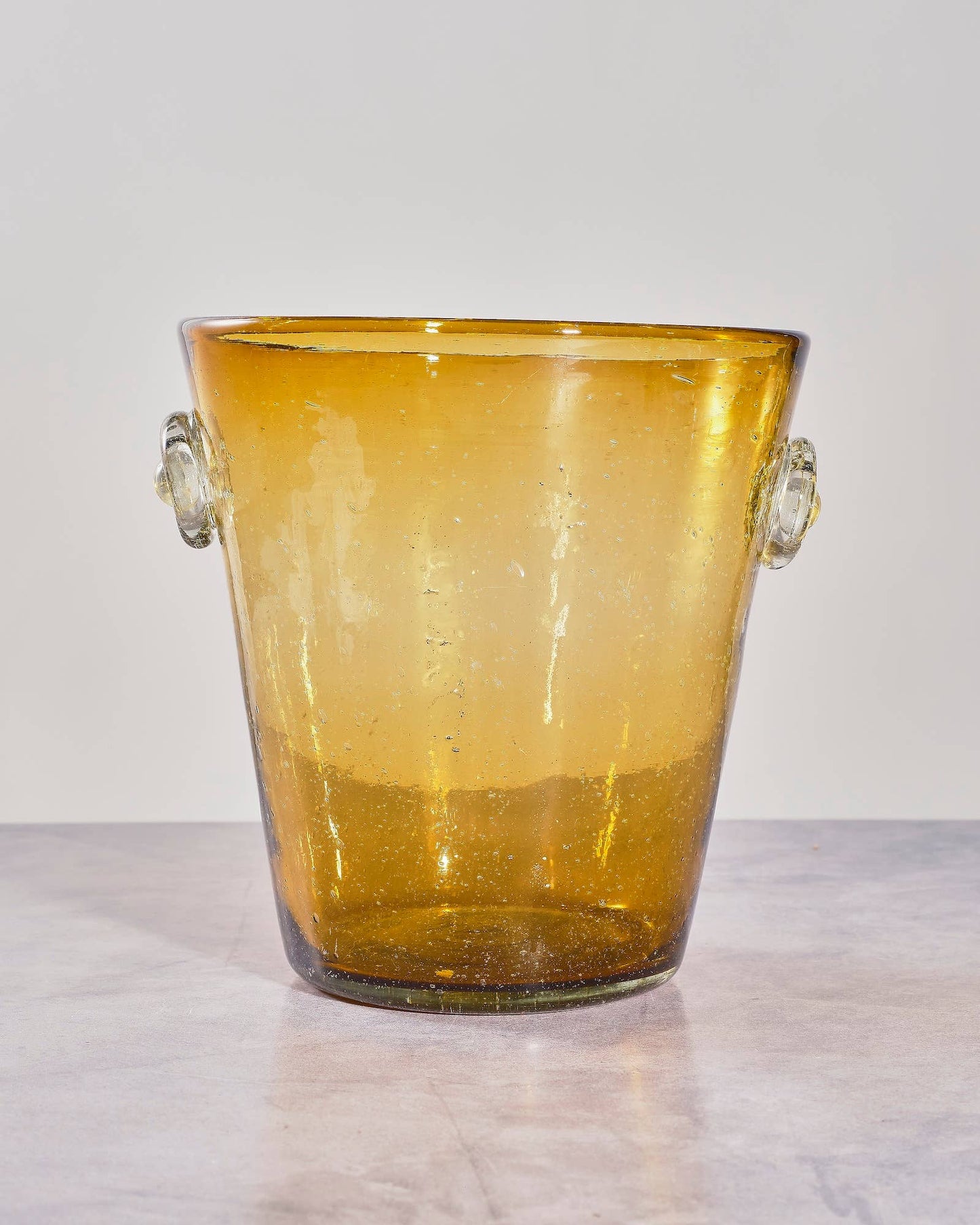 Amber Glass Ice Bucket, Barware, Handblown Brown Wine Bucket