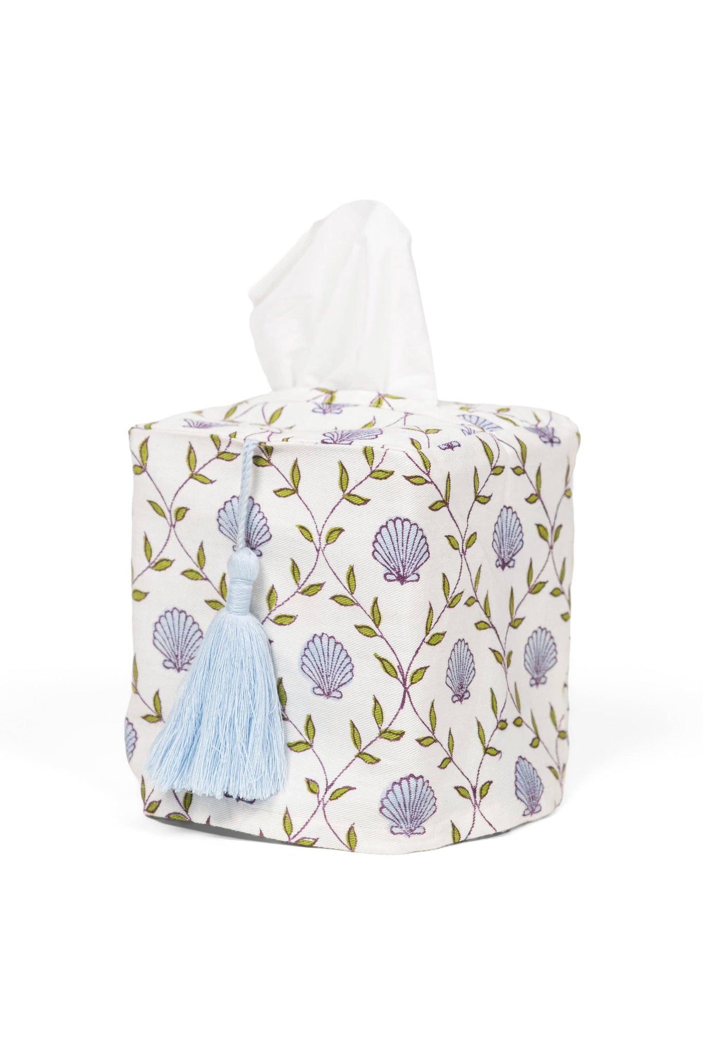 Seashell Blockprint Tissue Box Cover: Seashell Pink