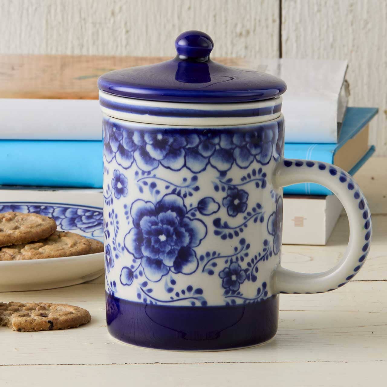 Indigo Bloom Tea Infuser Mug