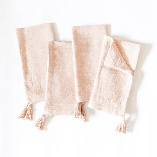 (Set of 4) Linen Tasseled Dinner Napkin