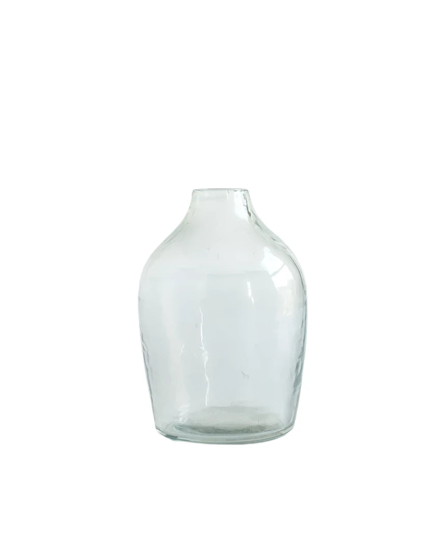 Haley Handblown Hammered Bud Vase Clear