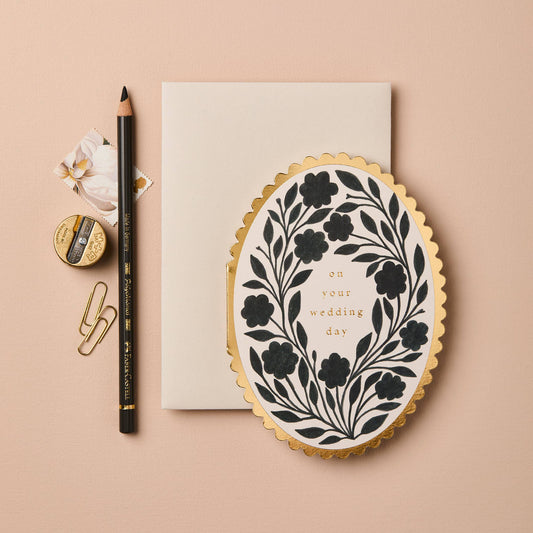 Ink Flora Wedding Card