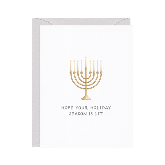 Lit Menorah Hanukkah Card