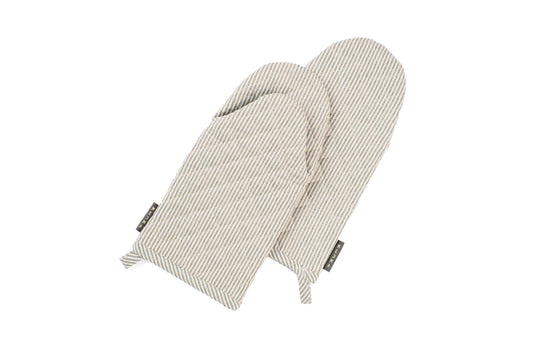 Pinstriped Charcoal Oven Mitts