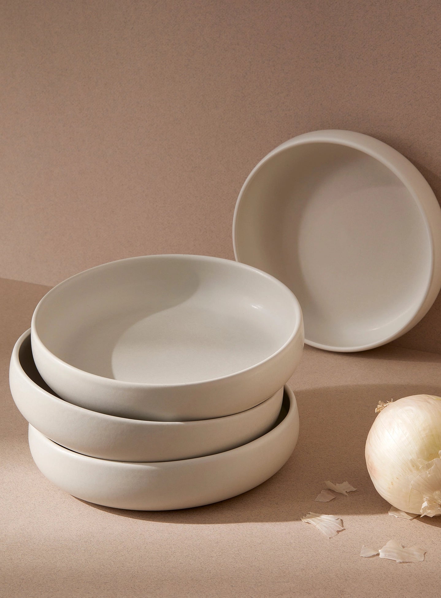 Edan Stoneware Pasta / Salad Plate - Matte White