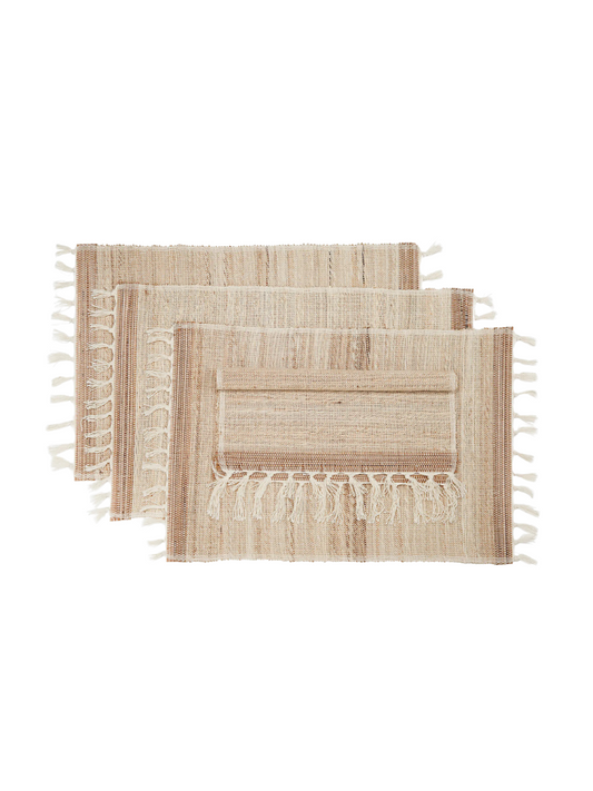 Fringed Biscotti Placemat (set of 4), Banana Fiber