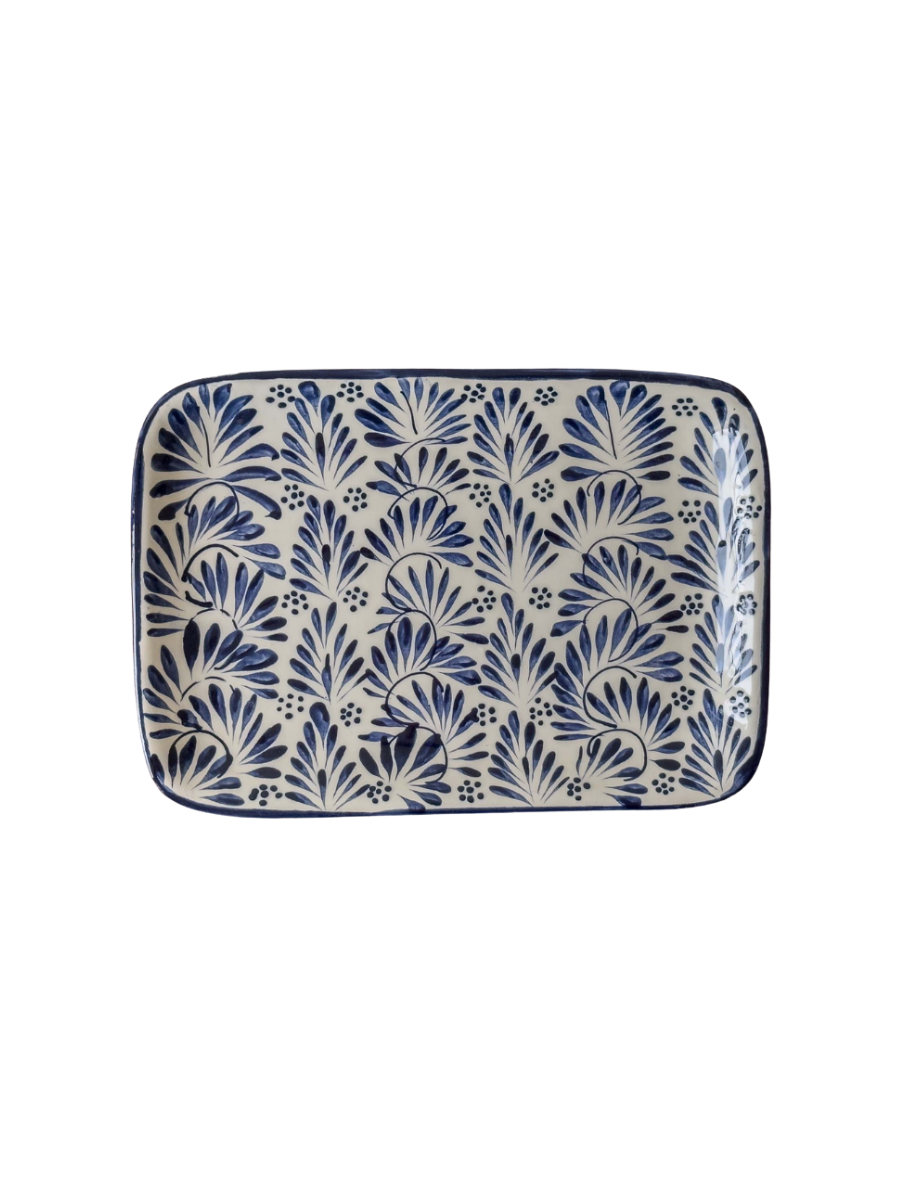 Blue Plumeado Ceramic Serving Platter