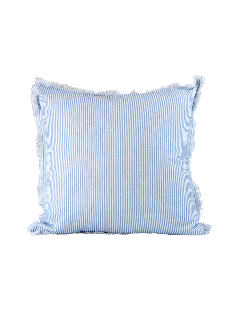 Sky Blue Magnolia Ticking Stripe Pillow