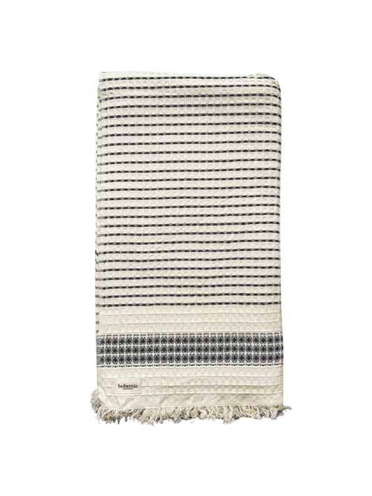 Milos Check Hammam Towel, Charcoal