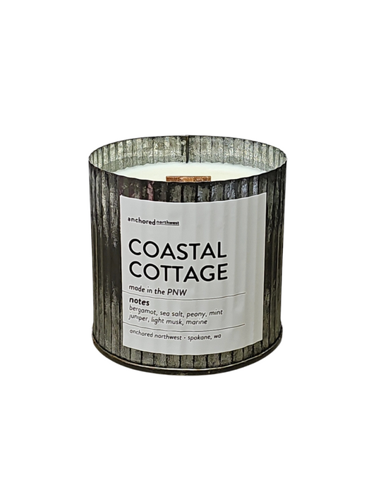 Coastal Cottage Rustic Vintage Wood Wick Candle: 10oz