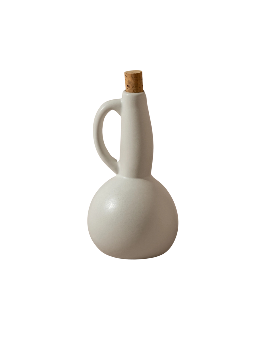 Dadasi White Stoneware Olive Oil Bottle