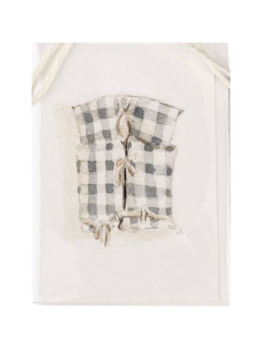 Gingham boat coat mini notecard