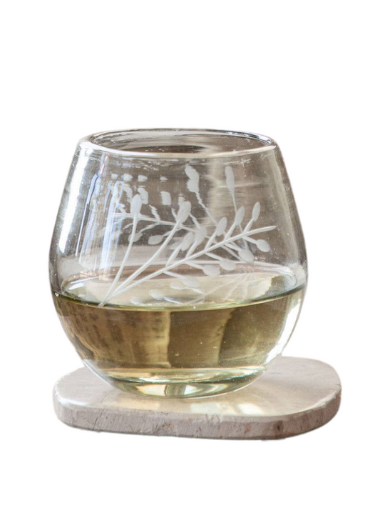 Hand-Etched Ronde Blown Glass