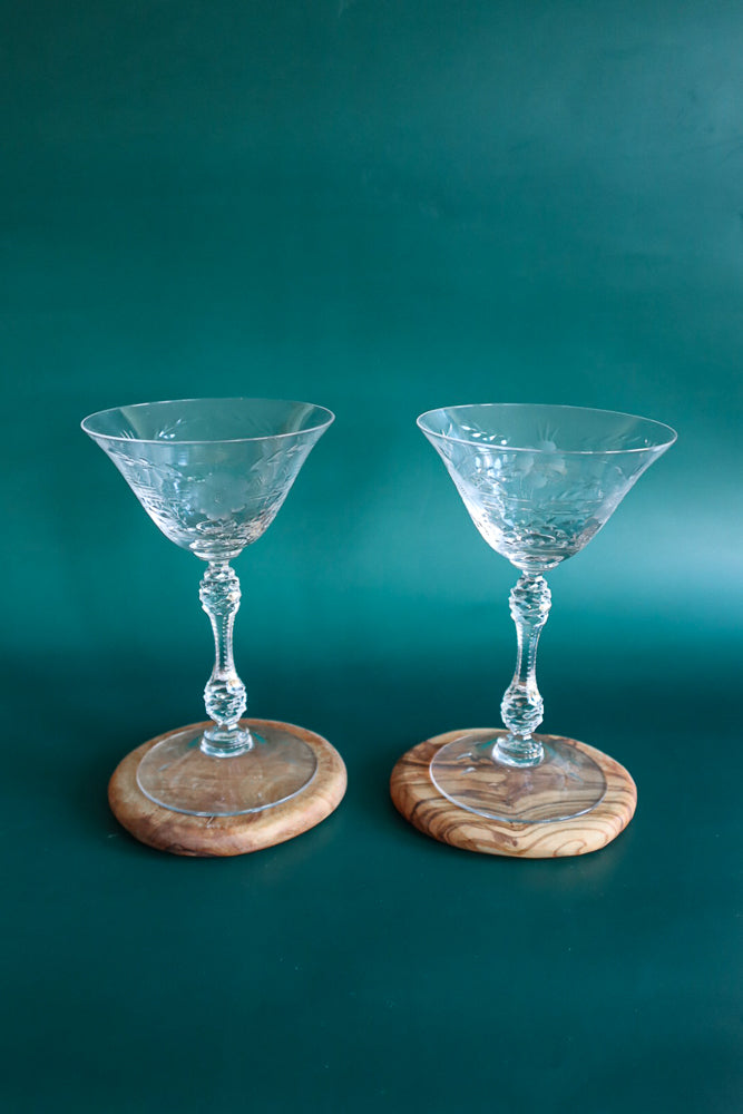 (Set of 2 and 3) Vintage Pinecone Stemmed Glasses