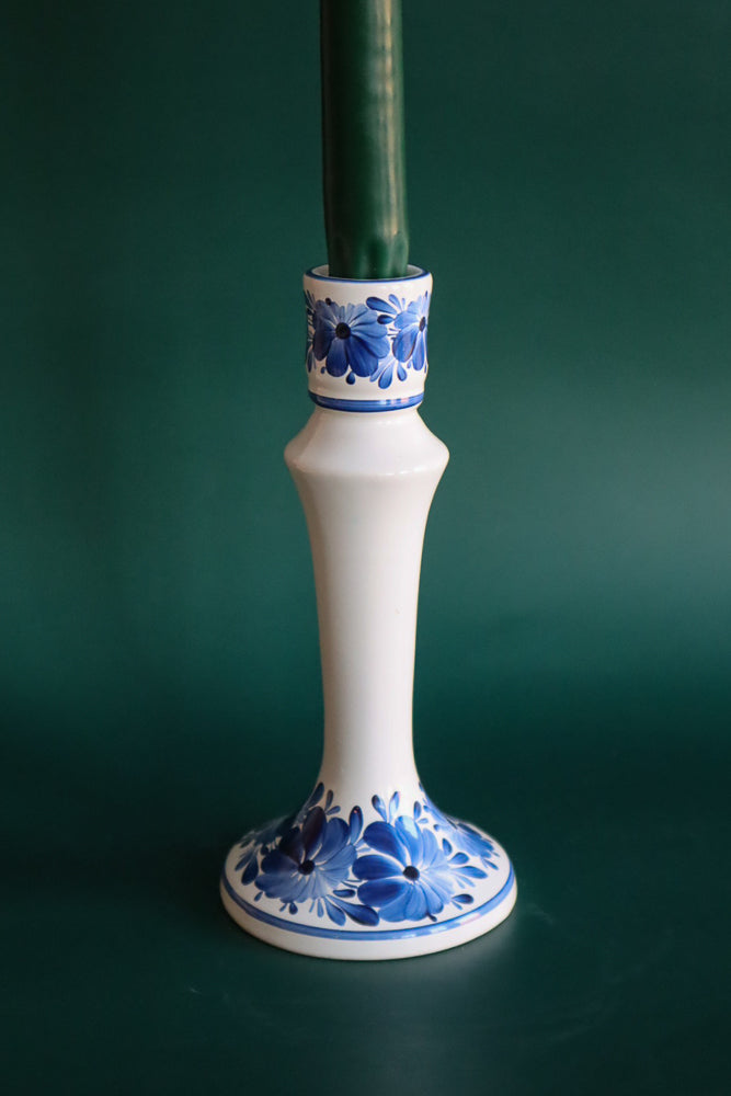 Vintage Blue & White Candlestick Holder