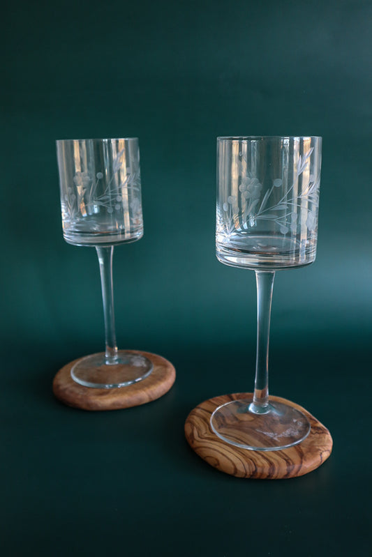 (Set of 2) Vintage Mid-Century Modern Wine Glasses