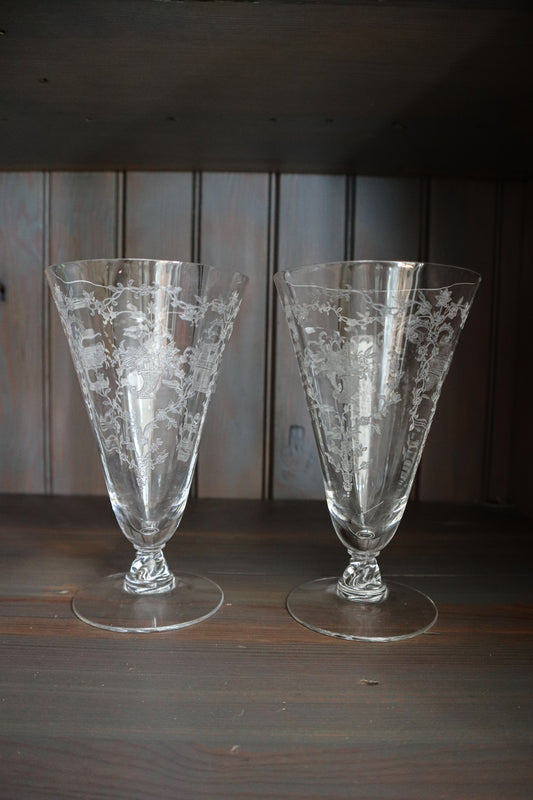 (Set of 2) Vintage 1940s Iced Tea Glasses