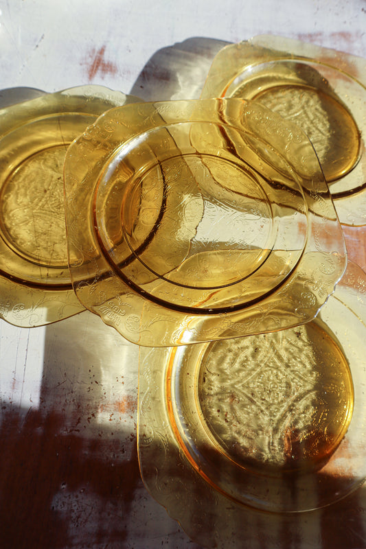 (Set of 6) Vintage Federal Madrid Depression Glass Salad Plates