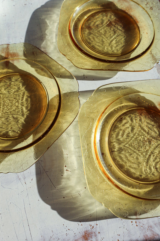 (Set of 6) Vintage Federal Madrid Depression Glass Salad Plates