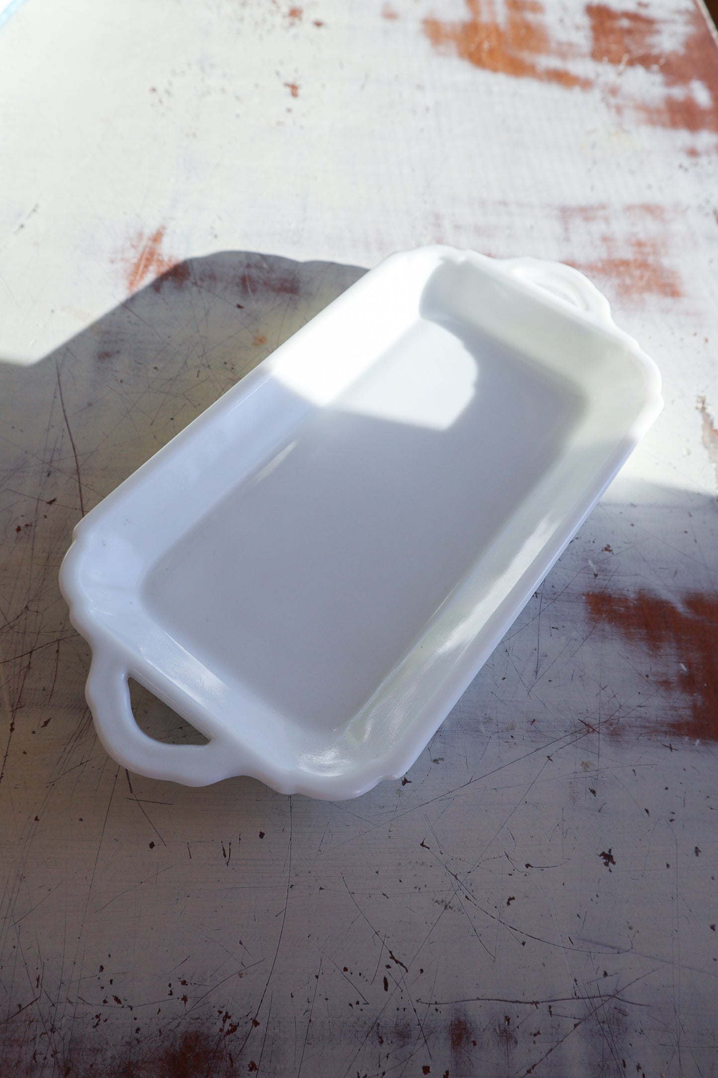 Vintage Fenton Glass White Tray
