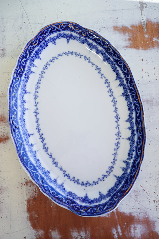 Vintage Sefton Flow Blue Oval Serving Platter