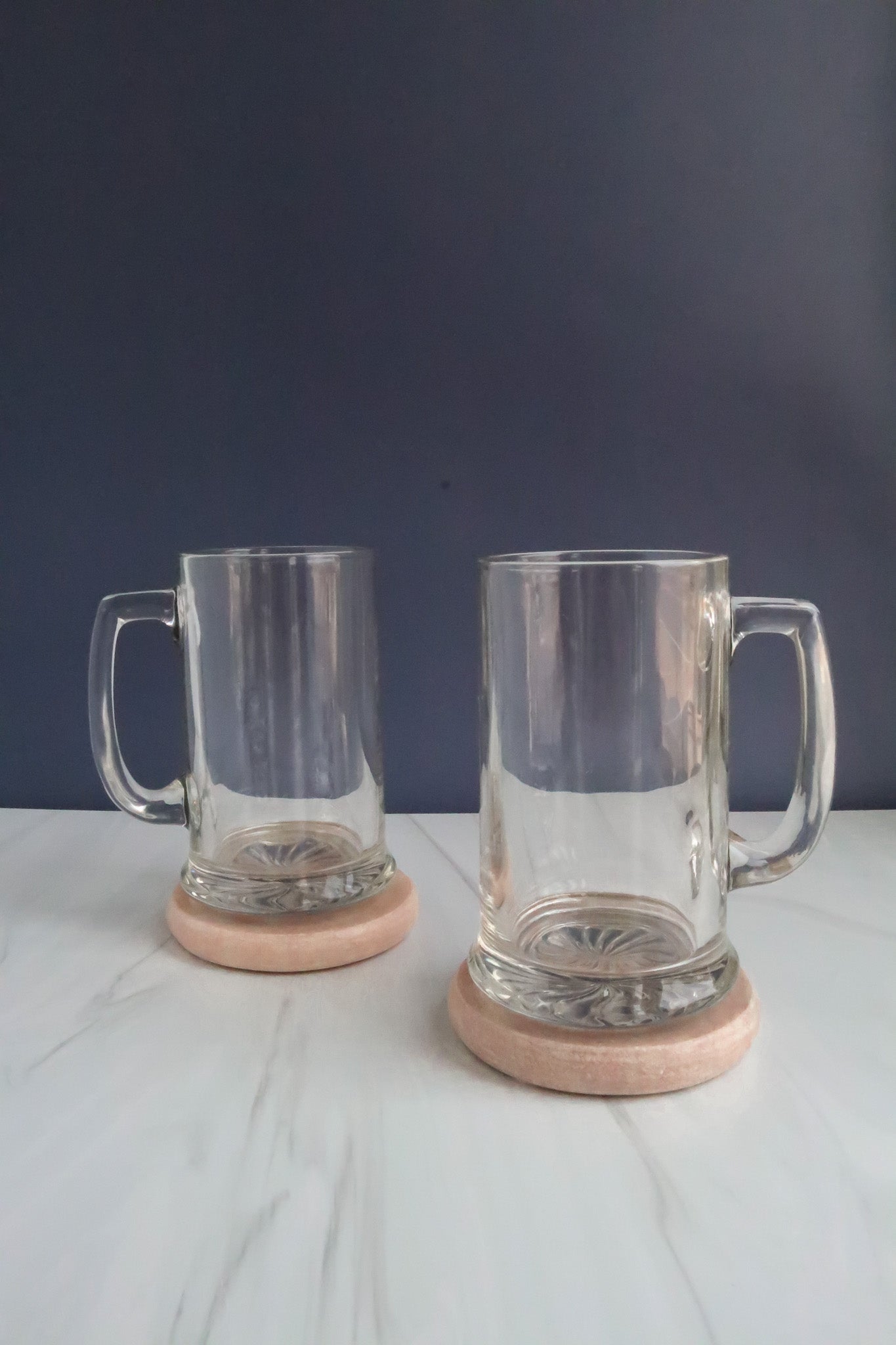 (Set of 2) Vintage Glass Beer Mugs