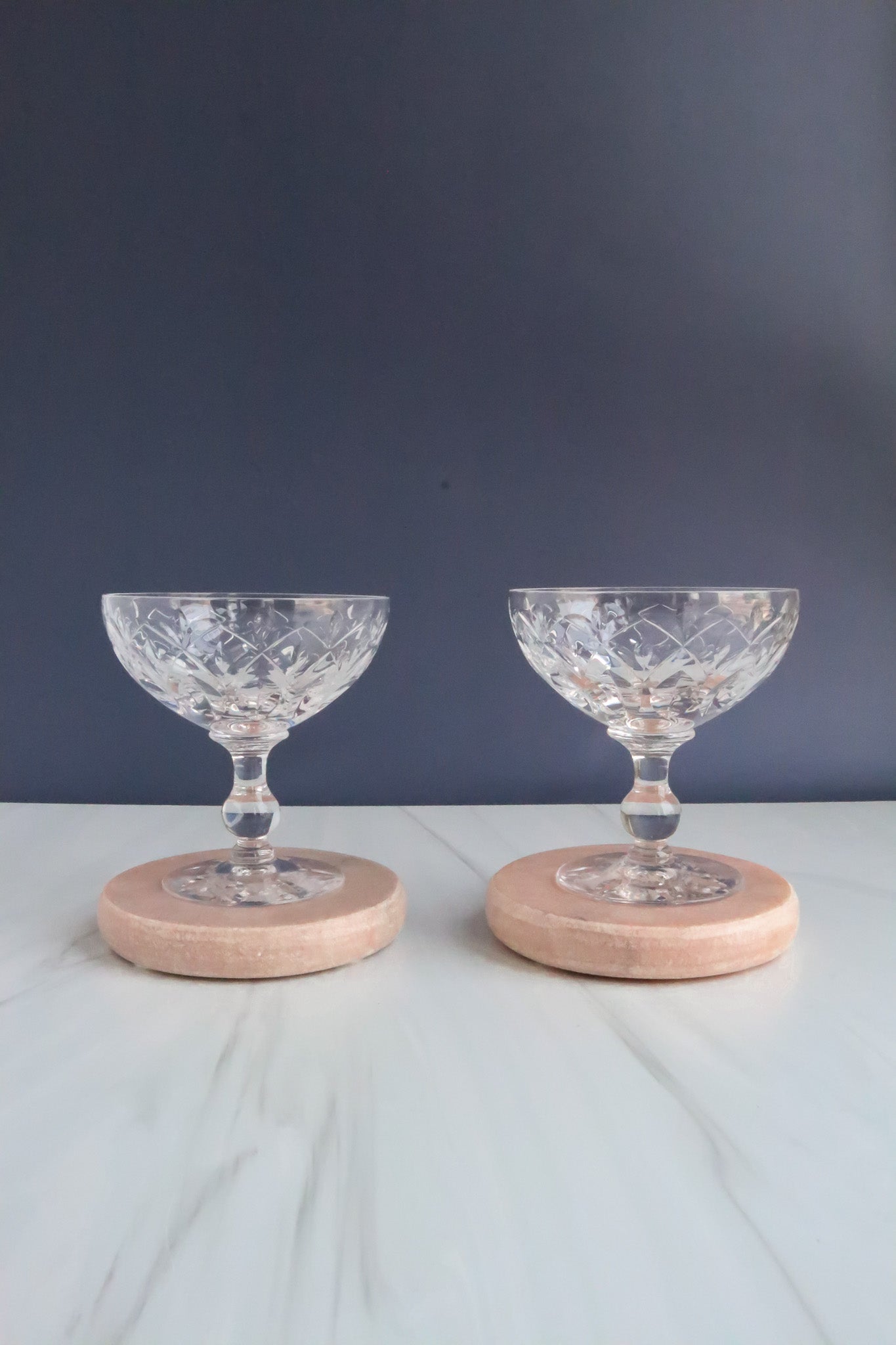 (Set of 2) Vintage Small Etched Coupes