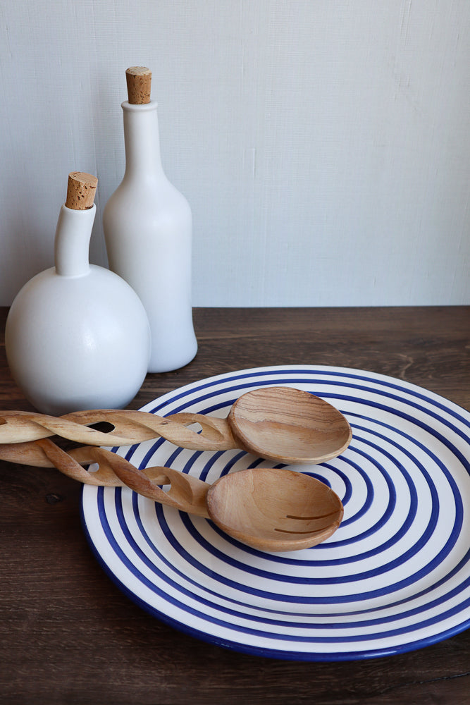 Cobalt Stripe Round Platter