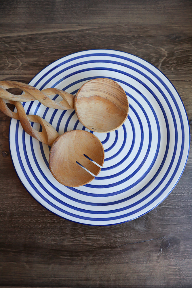 Cobalt Stripe Round Platter