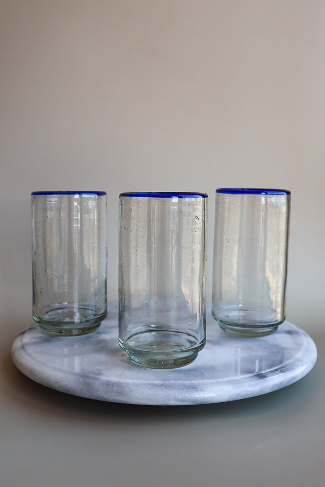 Large Blue Rim Stacking Glass