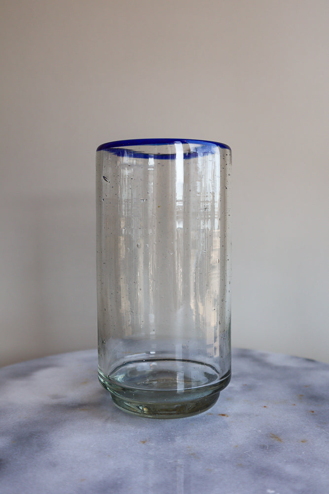 Large Blue Rim Stacking Glass