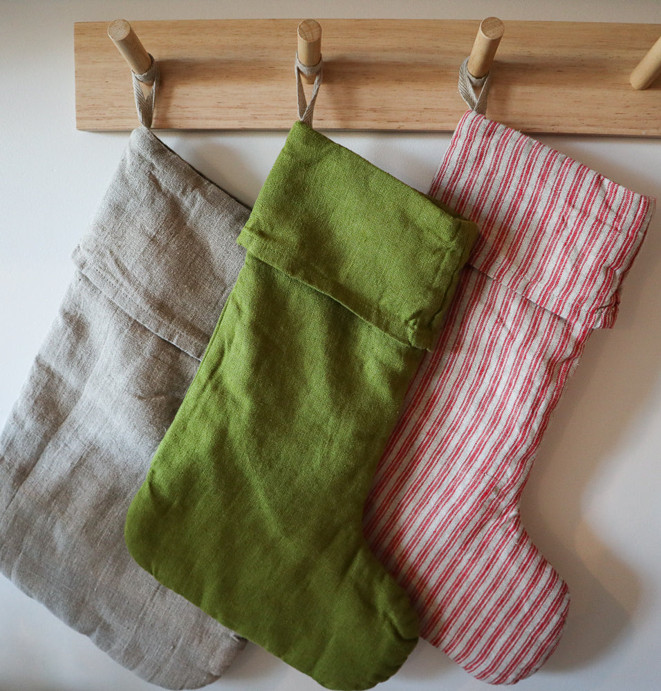 Natural Linen Christmas Stocking