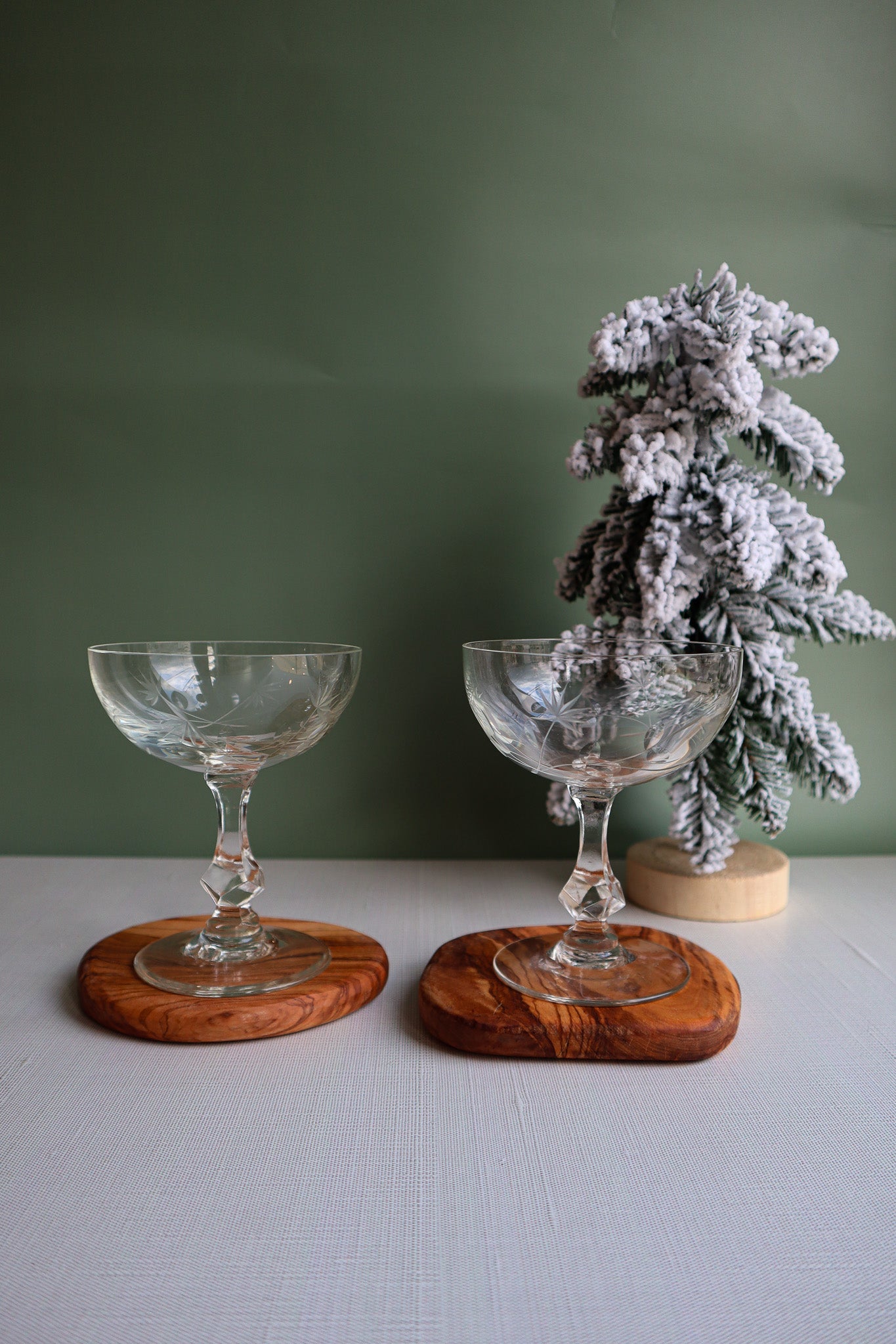 (Set of 2) Vintage Etched Coupes