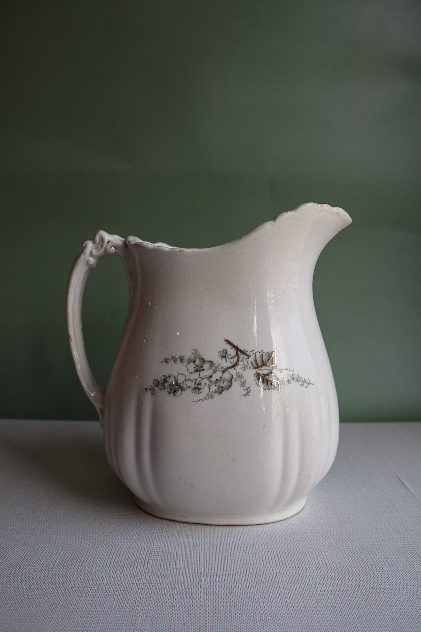 Vintage 1891 John Edwards Porcelain Floral Pitcher