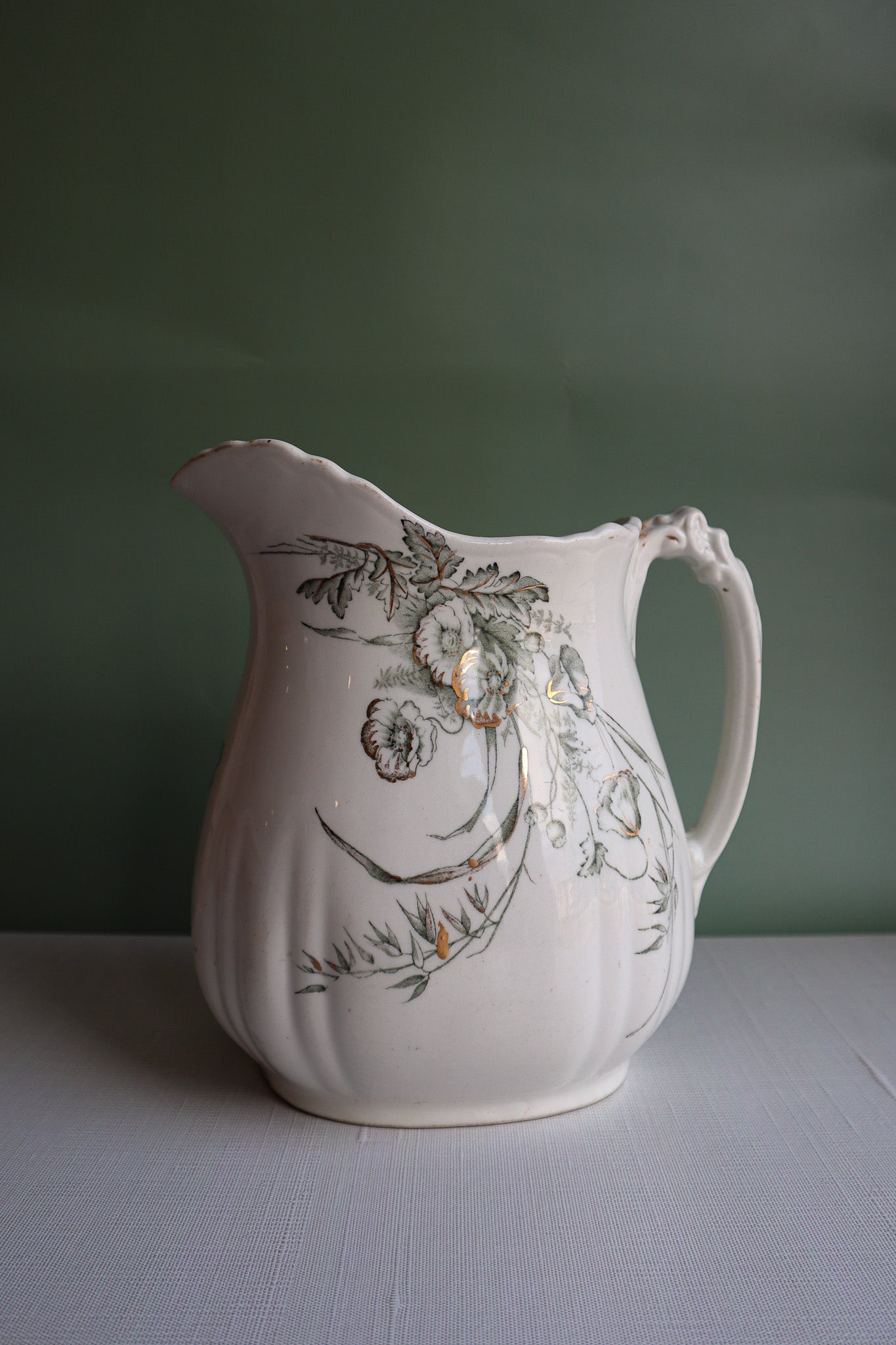 Vintage 1891 John Edwards Porcelain Floral Pitcher