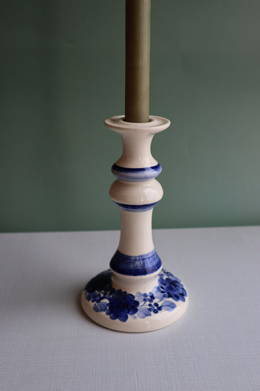 Vintage Blue & White Candlestick Holder