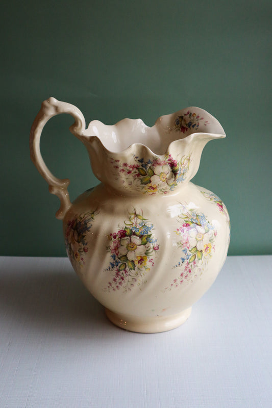 Vintage Ceramic Floral Water Pitcher