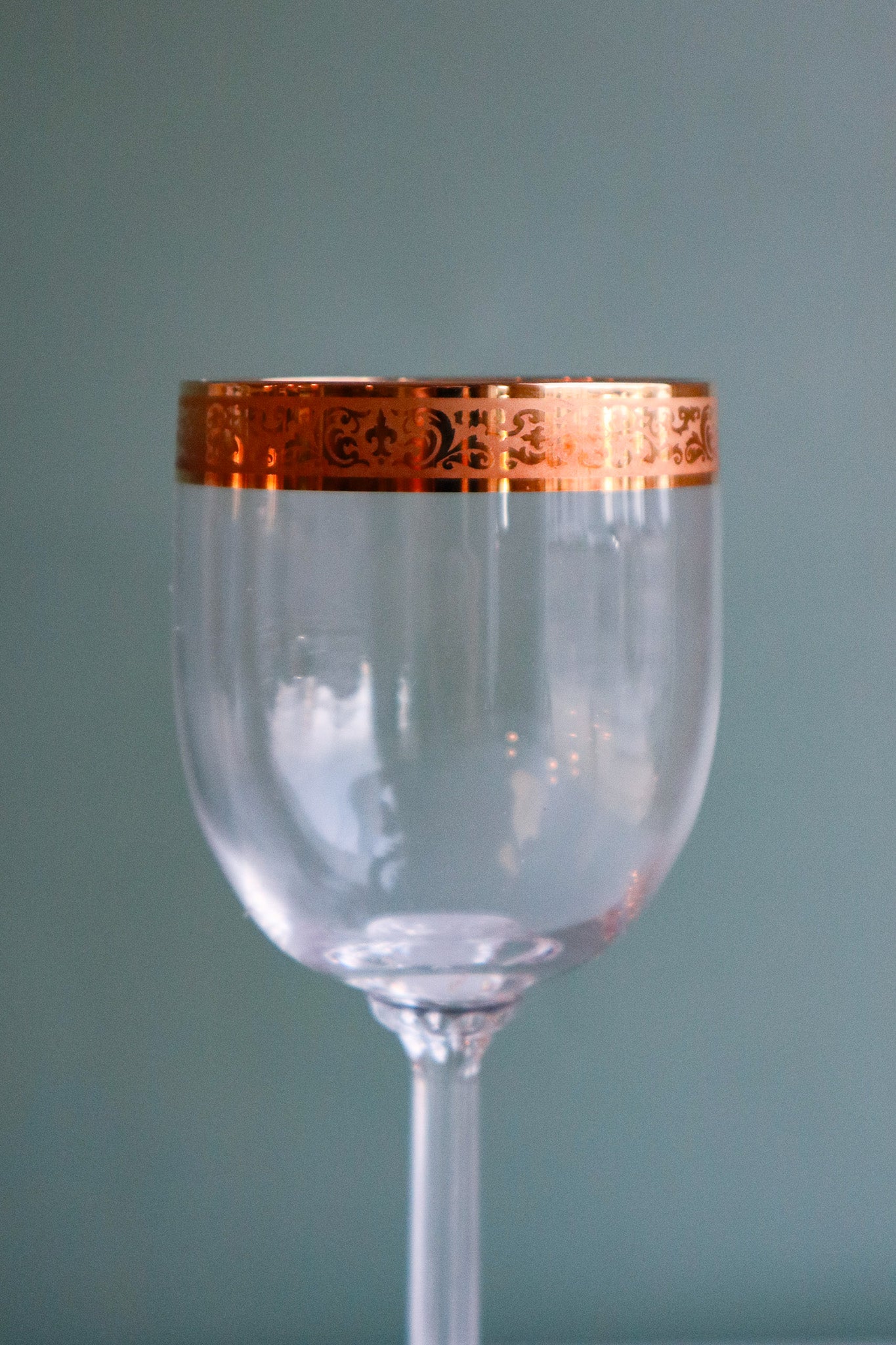 (Set of 3) Vintage Gold Rimmed Wine Glasses