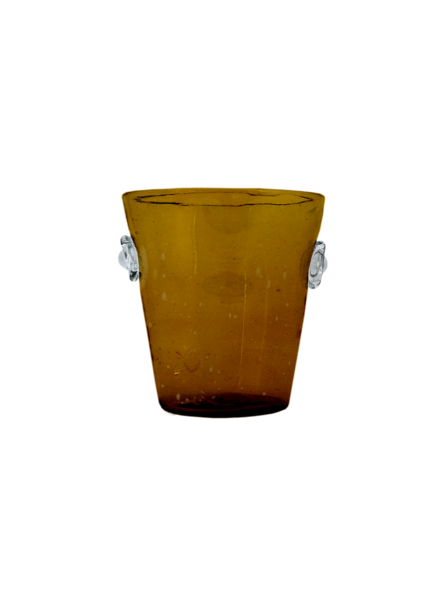 Amber Glass Ice Bucket, Barware, Handblown Brown Wine Bucket
