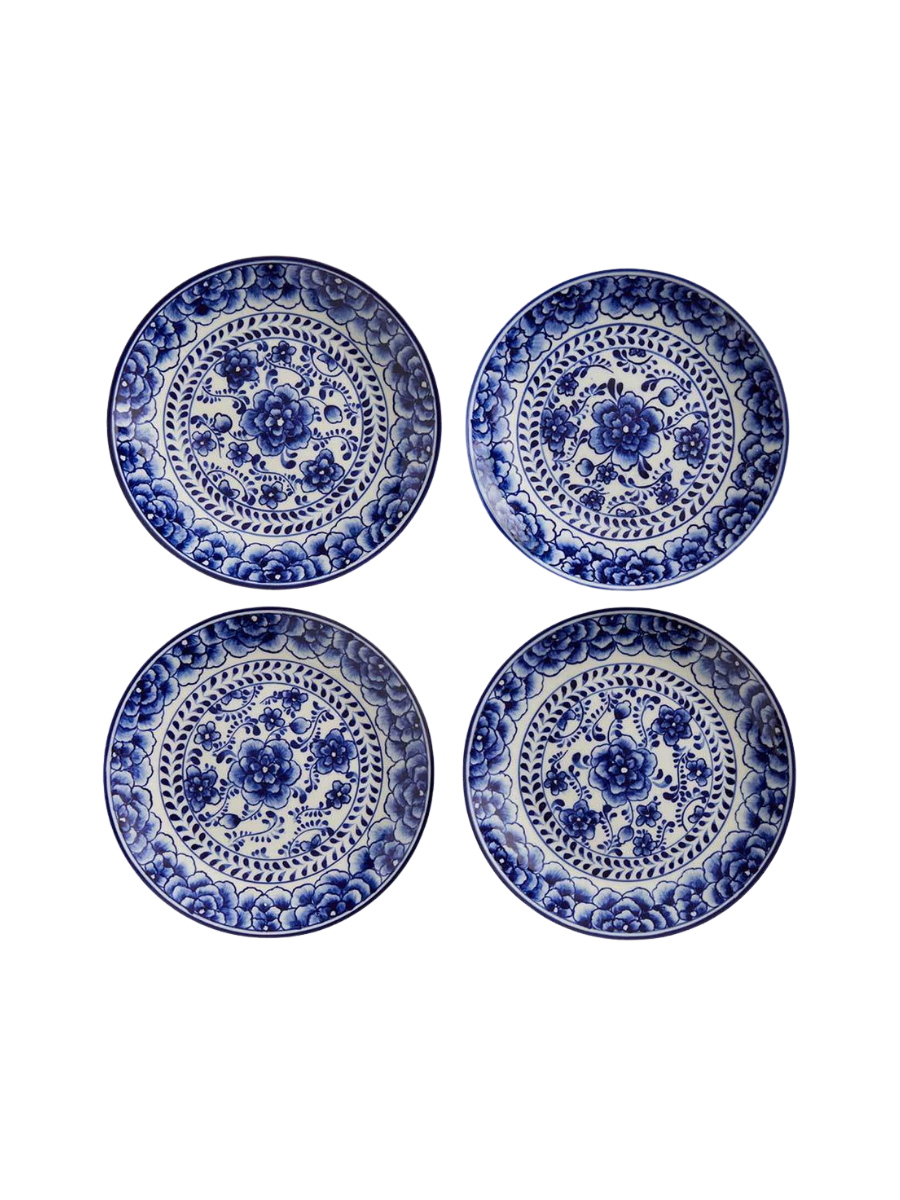 Indigo Bloom Ceramic Appetizer Plates