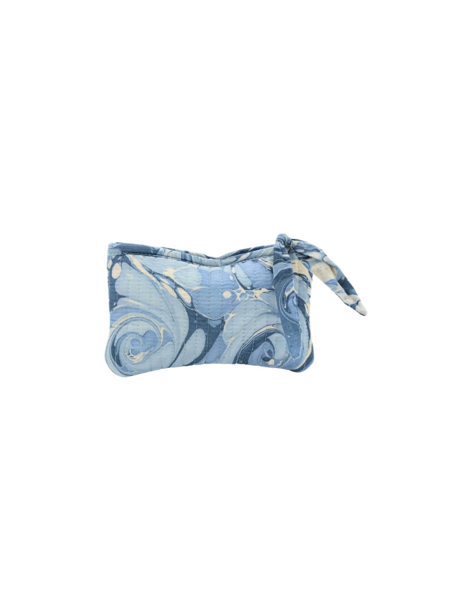 Hand-Marbled Pouch in Ocean Wave