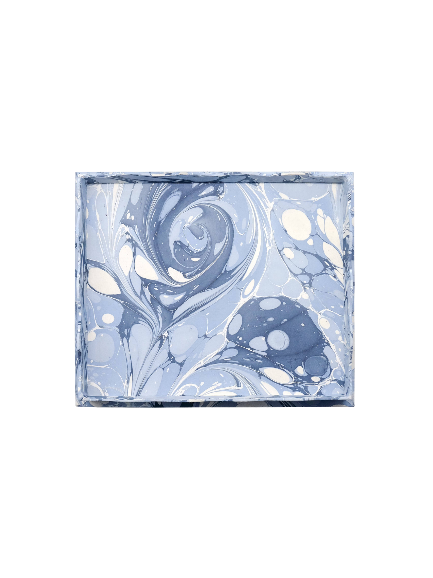Scalloped Hand-Marbled Trays in Ocean Wave - Large