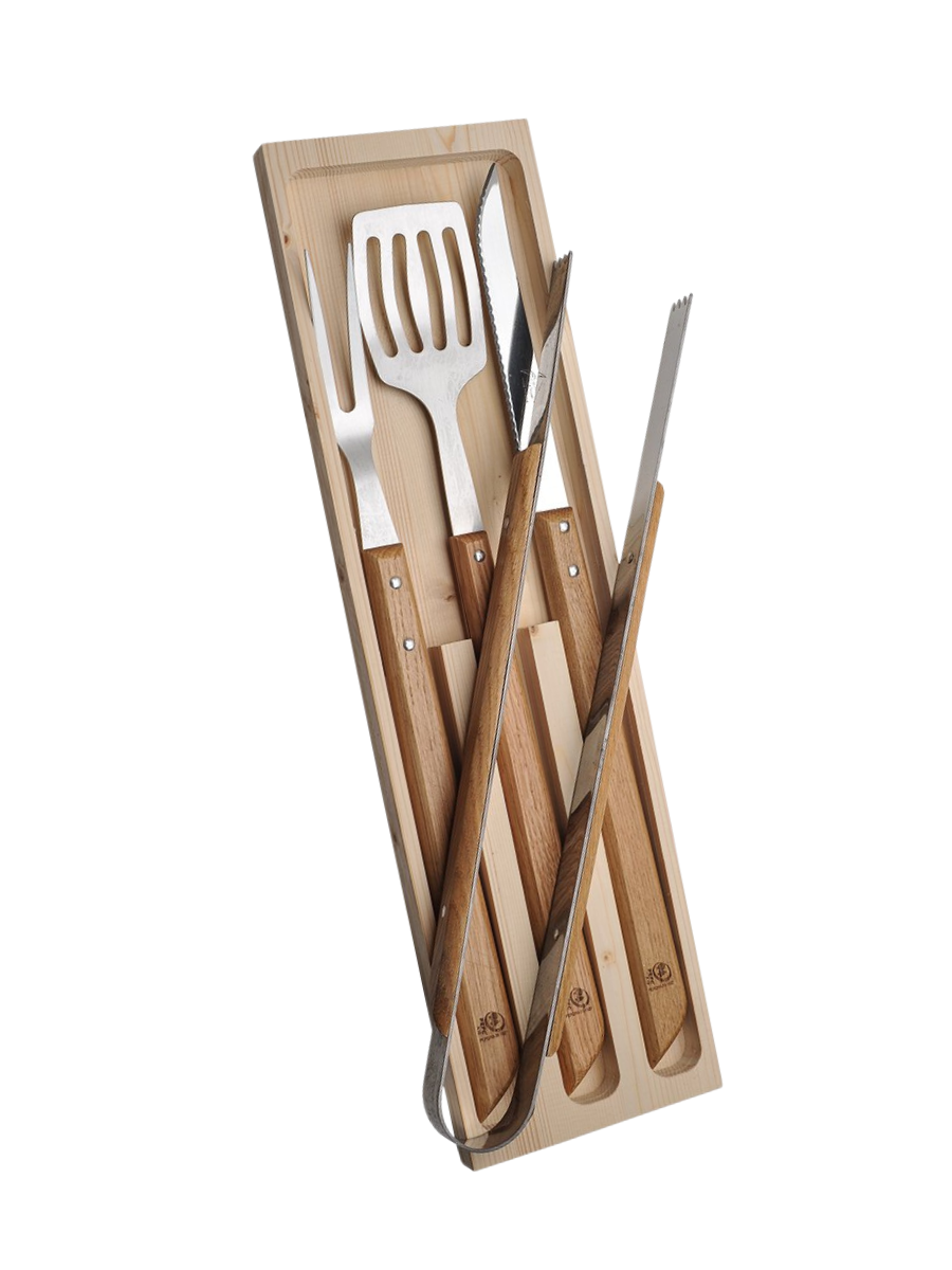Jean Dubost 4-Piece Oak BBQ Set